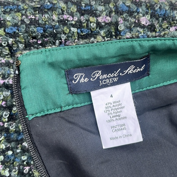 J. Crew Skirt J Crew The Pencil Skirt Wool Size 4 Green Pink Blue - Picture 7 of 9